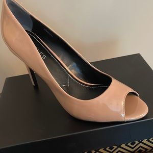 Nude peep toe heels